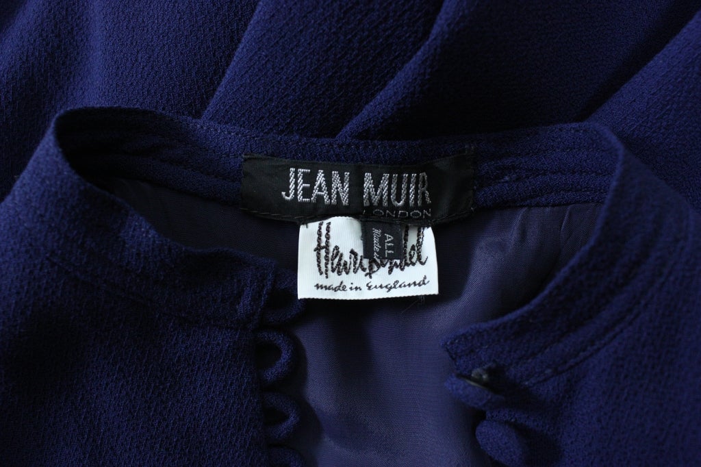 1970's Jean Muir Dark Blue Crepe Dress 7