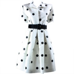 1980's Oscar De La Renta Polka-Dotted Cocktail Dress