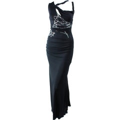 Christian Lacroix Ruched & Sequined Black Jersey Gown