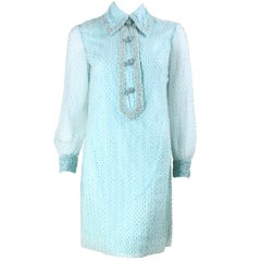 Vintage 1960's Baby Blue Beaded Shift