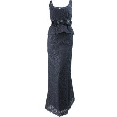 1960's Mollie Parnis Black Lace Gown 7