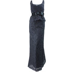 Mollie Parnis Black Lace Gown, 1960s