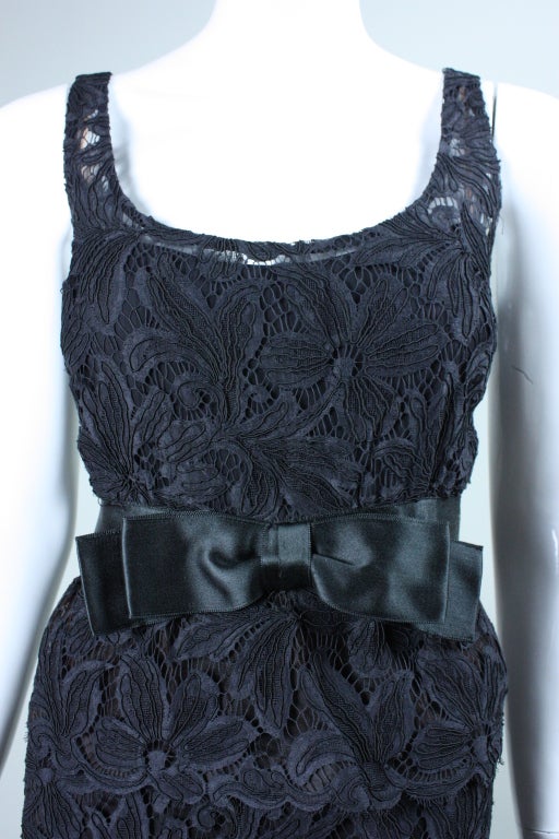 Mollie Parnis Black Lace Gown, 1960s  For Sale 1