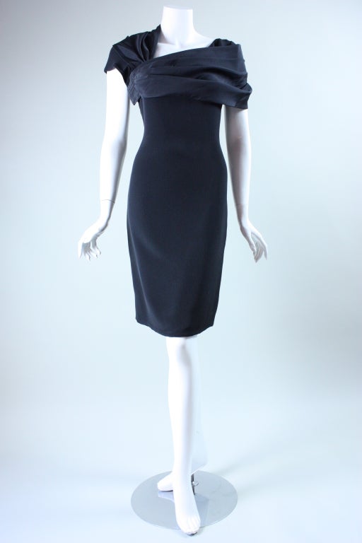 Bill Blass Cocktail Dress with Asymmetrical Neckline