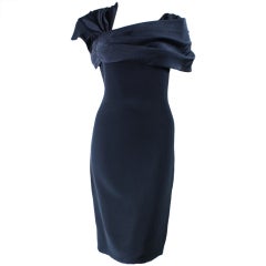 Bill Blass Cocktail Dress with Asymmetrical Neckline