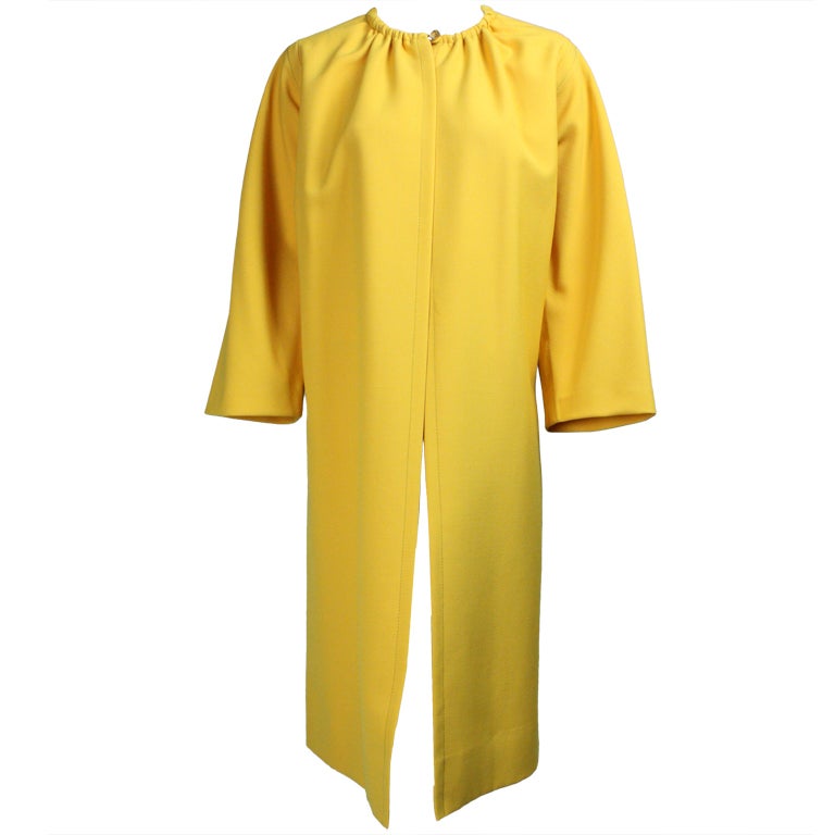 James Galanos Yellow Wool Overcoat