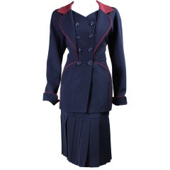 Vintage Karl Lagerfeld Double-Breasted Skirt Suit with Carwash Hem