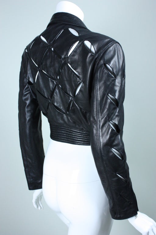 Early 1990's Versace Slashed Leather Motorcycle Jacket 1