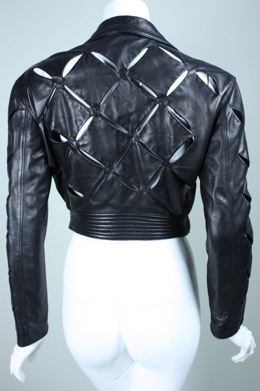 Early 1990's Versace Slashed Leather Motorcycle Jacket 2