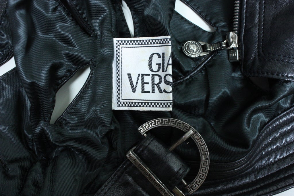 Early 1990's Versace Slashed Leather Motorcycle Jacket 5