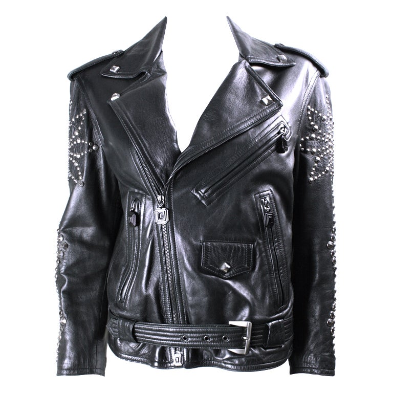 Late 1980
s Gianni Versace Heavily-Studded Leather Jacket
