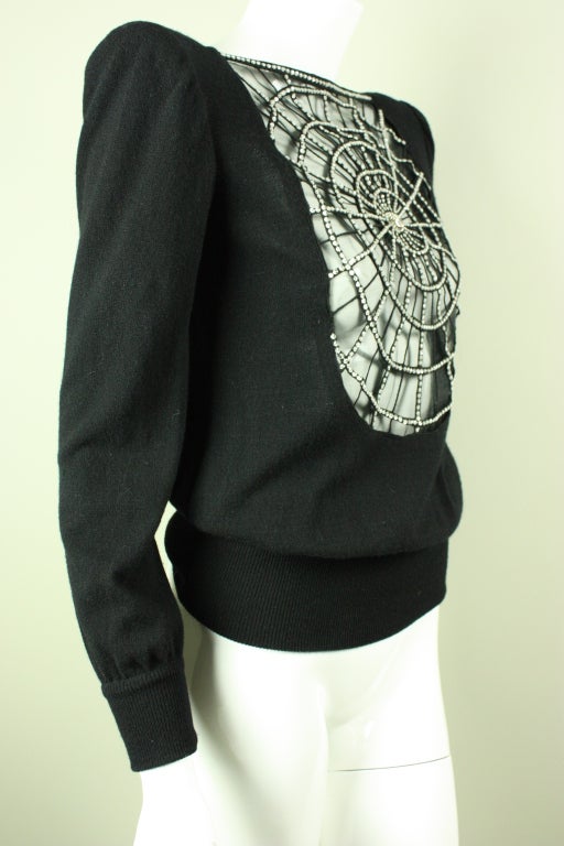 Women's Valentino Cashmere Sweater with Rhinestone Spiderweb