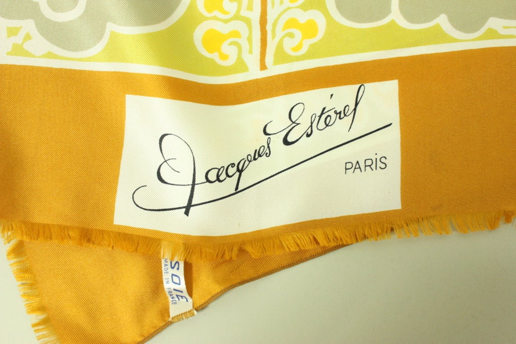 Jacques Esterel Printed Silk Scarf For Sale 2