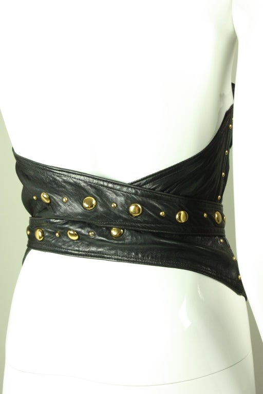 Women's Early Isaac Mizrahi Black Leather Bustier