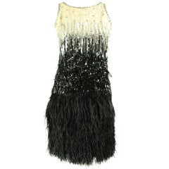 1960's Sequined and Feathered Cocktail Dress