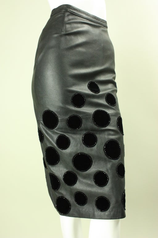 Women's 1980's Valentino Black Leather Skirt