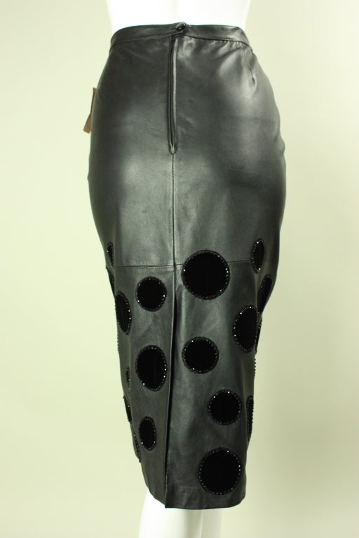 1980's Valentino Black Leather Skirt 1