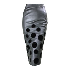 1980's Valentino Black Leather Skirt