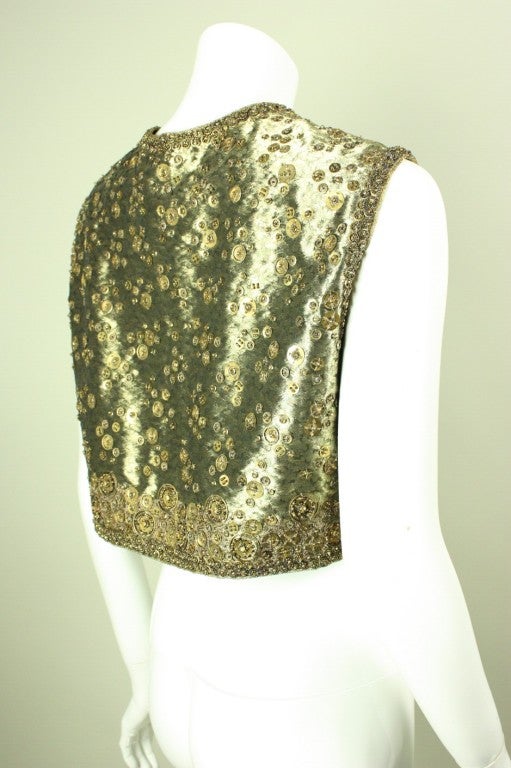 Joanna Mastroianni Beaded Gold Vest In Excellent Condition In Los Angeles, CA