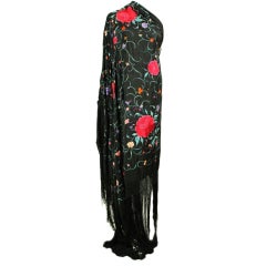 Antique 1920's Cantonese Hand-Embroidered Piano Shawl