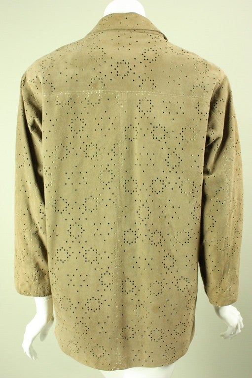 Alaia Perforated Suede Jacket In Excellent Condition For Sale In Los Angeles, CA