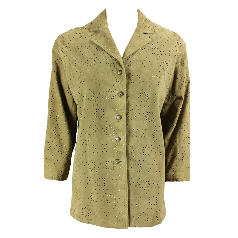 Alaia Perforated Suede Jacket For Sale