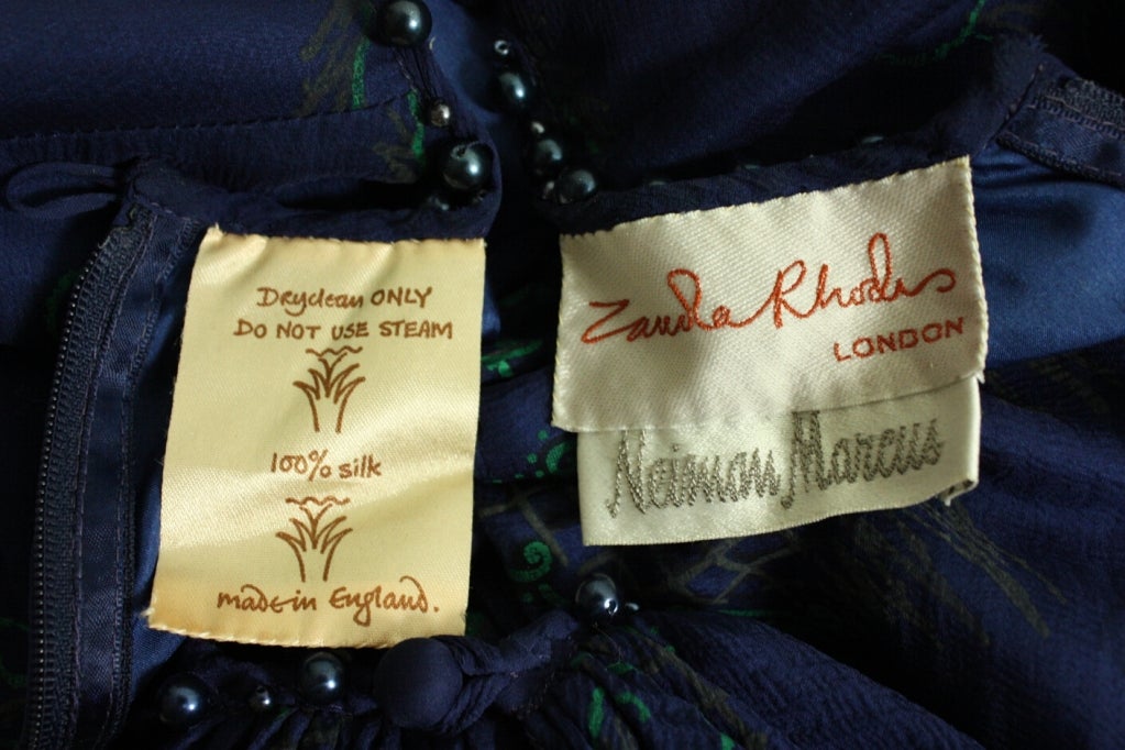 1980's Zandra Rhodes Hand-Painted Chiffon Dress at 1stdibs