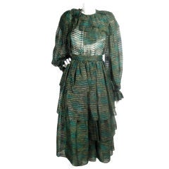 Vintage Lanvin Silk Chiffon Ruffled Ensemble