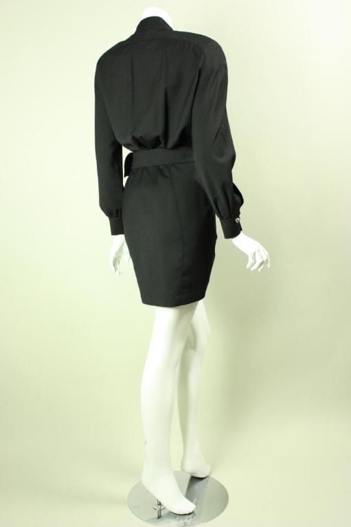 Thierry Mugler Black Gabardine Dress with Chain Hardware 1
