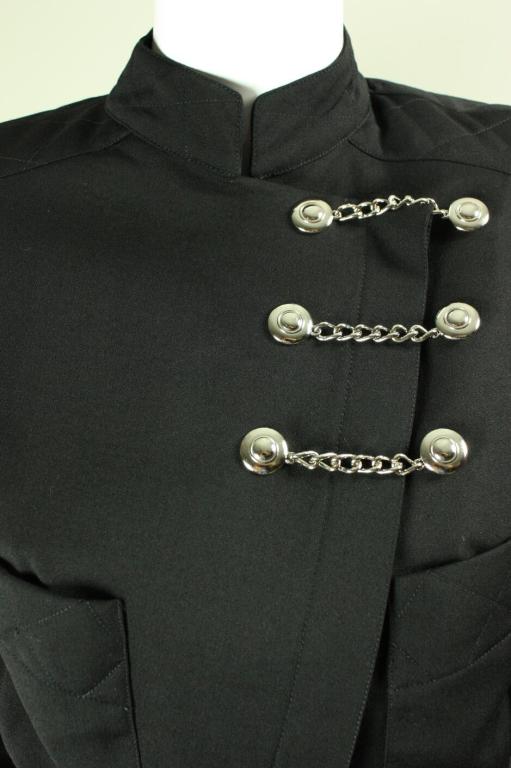 Thierry Mugler Black Gabardine Dress with Chain Hardware 3