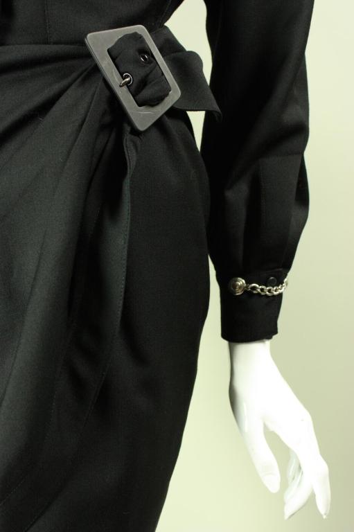 Thierry Mugler Black Gabardine Dress with Chain Hardware 4