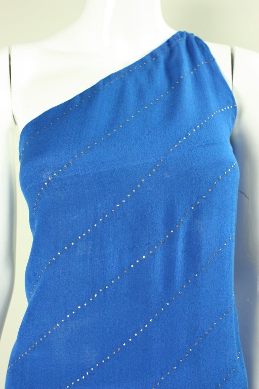 Blue Silk Chiffon Tiered Dress For Sale 4