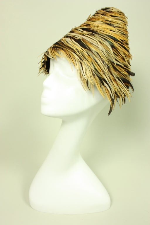 Vintage Conical Feather Hat