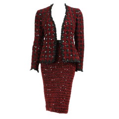 1980's Adolfo Sequined Skirt Suit