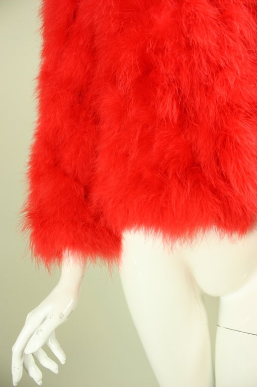 1970's Red Marabou Feather Jacket 2