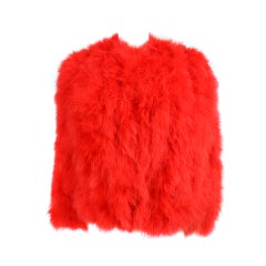 Vintage 1970's Red Marabou Feather Jacket