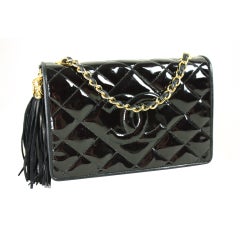 Chanel Black Patent Leather Quilted Handbag