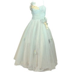 1950's Baby Blue Tulle Gown