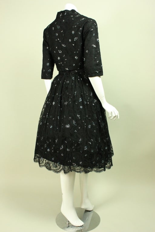 Women's 1950's Custom-Made Lace Dress from France