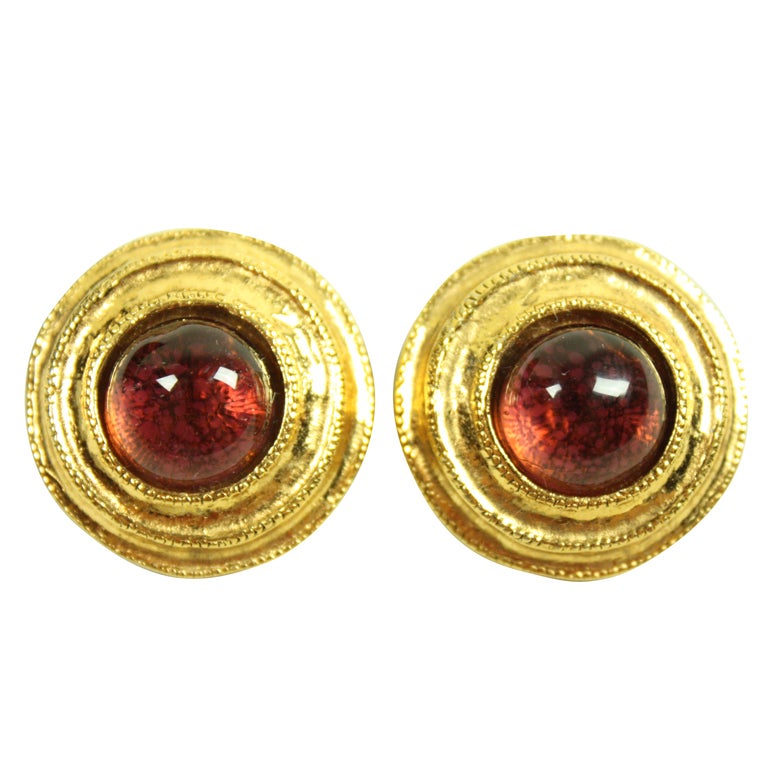 1980's Chanel Gold-Toned Gripoix Earrings