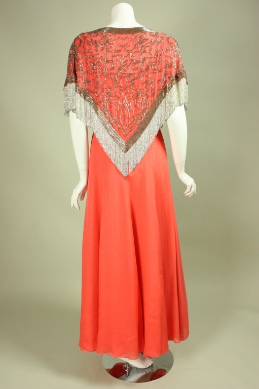 Women's Michael Novarese Silk Chiffon Beaded Gown For Sale