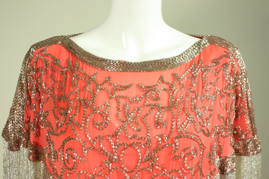 Michael Novarese Silk Chiffon Beaded Gown For Sale 1