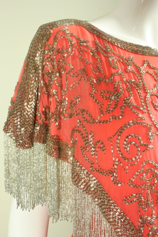 Michael Novarese Silk Chiffon Beaded Gown For Sale 2