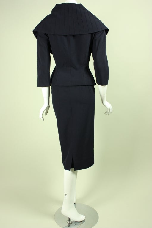 1950's Don Loper Cocktail Suit with Portrait Collar at 1stdibs