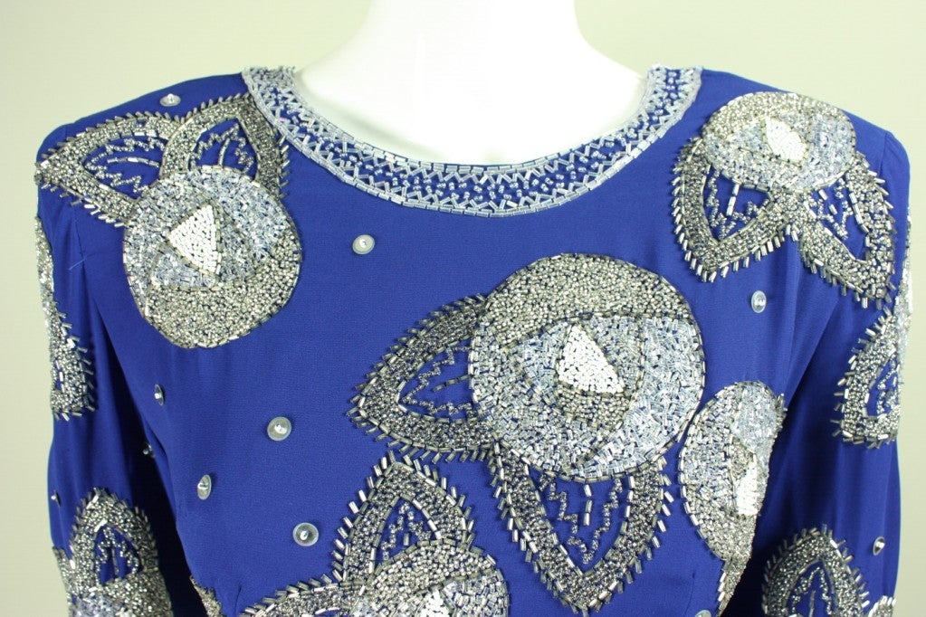Women's Fabrice Beaded Party Dress, 1980s  For Sale