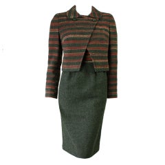 Vintage Hardy Amies Wool Boucle Dress and Skirt Ensemble