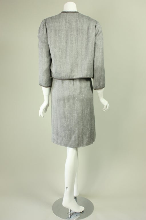 Hardy Amies Raw Silk Dress and Jacket Ensemble In Excellent Condition For Sale In Los Angeles, CA