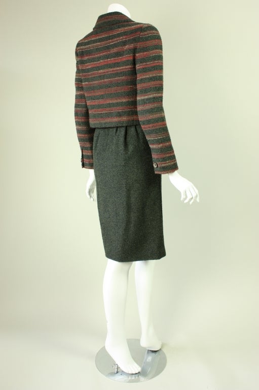 Black Hardy Amies Wool Boucle Dress and Skirt Ensemble For Sale