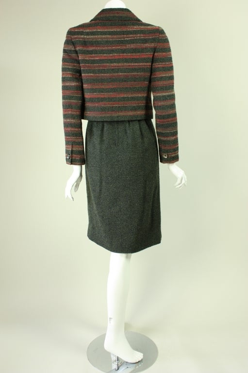 Hardy Amies Wool Boucle Dress and Skirt Ensemble In Excellent Condition For Sale In Los Angeles, CA