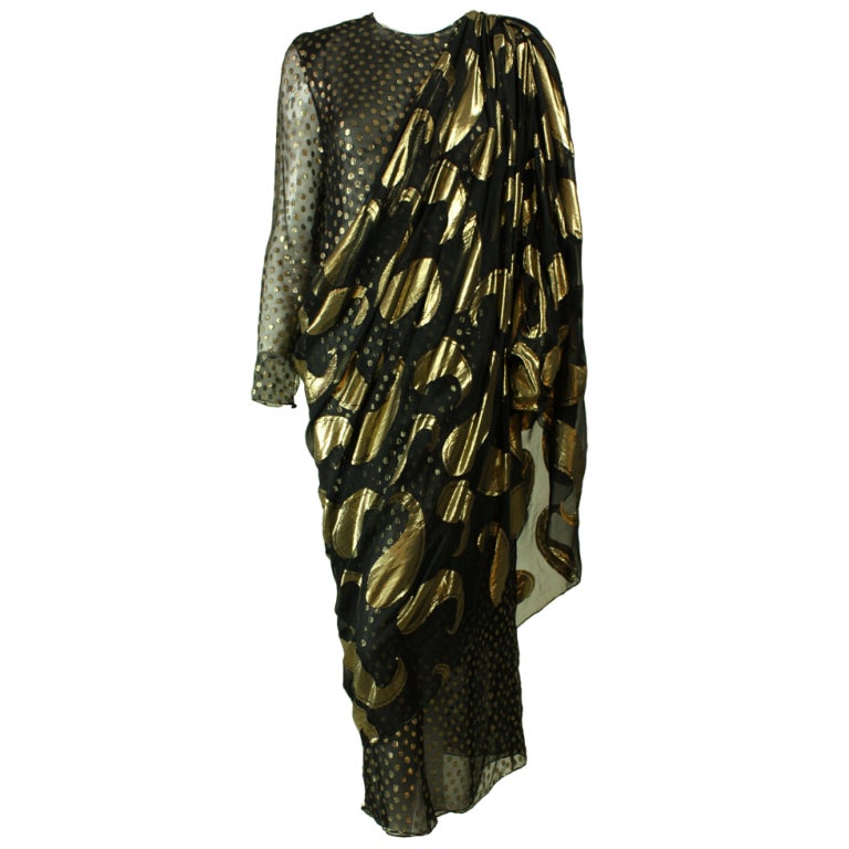 Gold lame evening gown
